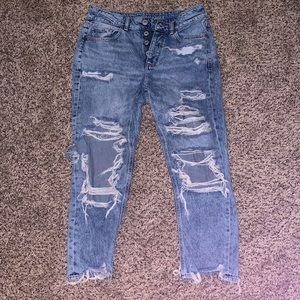 High Waisted Distressed Crop Jeans